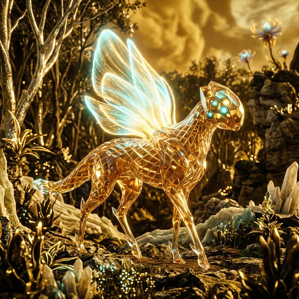 A Voiced fauna specimen — active photonic frond display