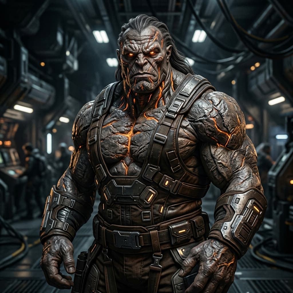 Keledh Foundry Union portrait against a stellar industrial forge